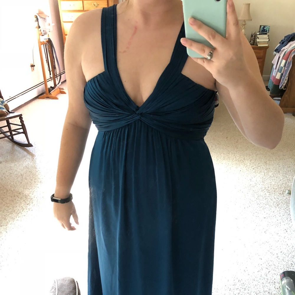 BCBGMaxAzria Teal Formal Ruched Dress 12 - Picture 5 of 8